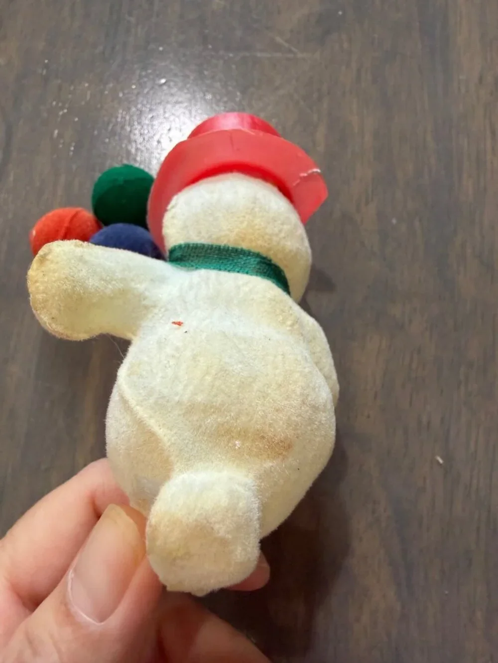 Vintage 1960s Flocked Plastic Blow Mold Ornaments Snowman and Soldier